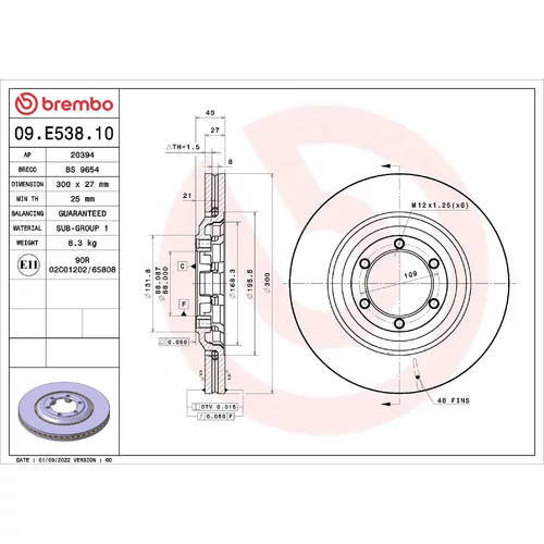 Brzdový kotúč BREMBO 09.E538.10