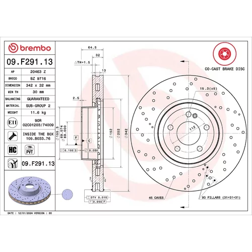 Brzdový kotúč BREMBO 09.F291.13