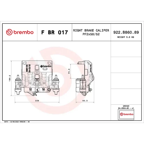 Brzdový strmeň F BR 017 /BREMBO/ - obr. 1