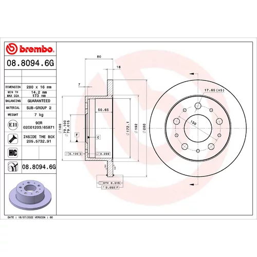 Sada bŕzd, Kotúčová brzda BREMBO KT 10 006