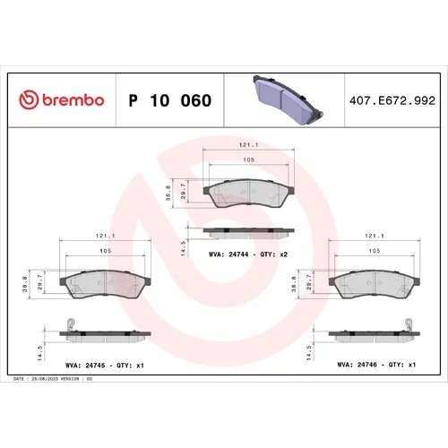Sada brzdových platničiek kotúčovej brzdy BREMBO P 10 060