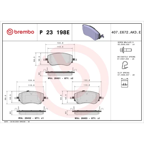 Sada brzdových platničiek kotúčovej brzdy BREMBO P 23 198E