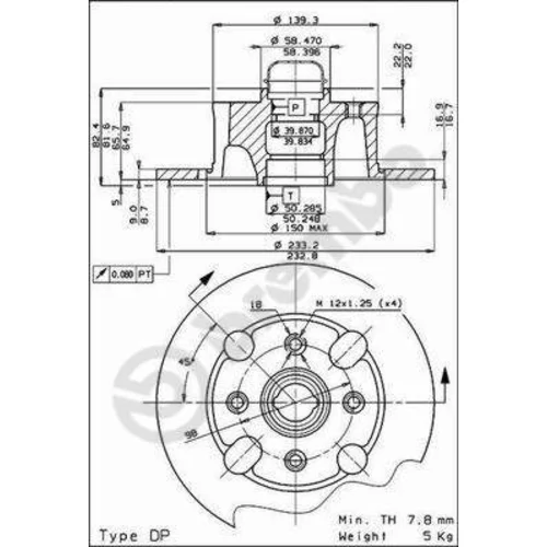 Brzdový kotúč BREMBO 08.2163.18
