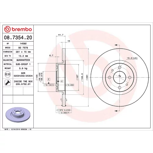 Brzdový kotúč BREMBO 08.7354.20