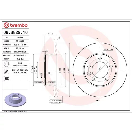 Brzdový kotúč BREMBO 08.B829.10