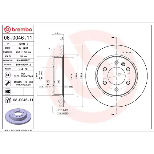 Brzdový kotúč BREMBO 08.D046.11