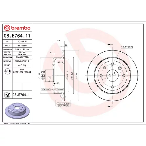 Brzdový kotúč BREMBO 08.E764.11