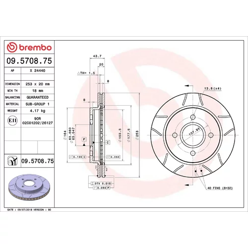Brzdový kotúč BREMBO 09.5708.75