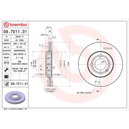Brzdový kotúč BREMBO 09.7011.31