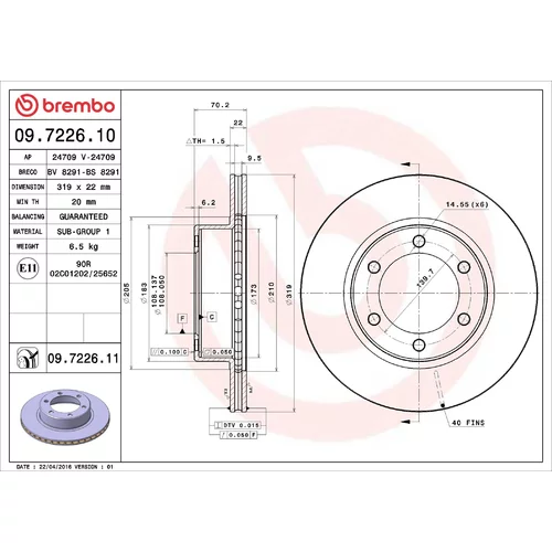 Brzdový kotúč BREMBO 09.7226.11