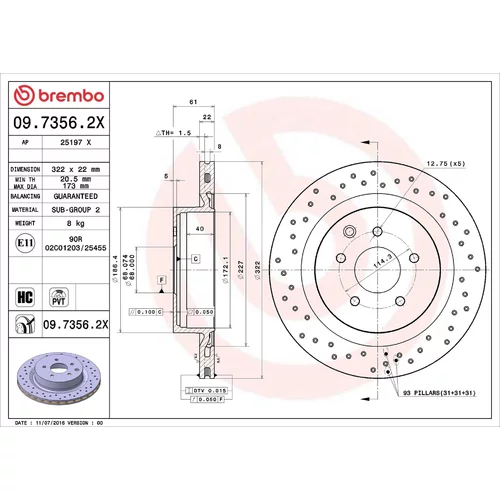 Brzdový kotúč BREMBO 09.7356.2X