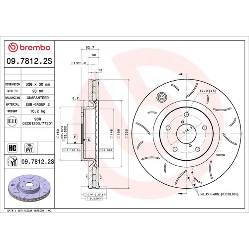 Brzdový kotúč BREMBO 09.7812.2S