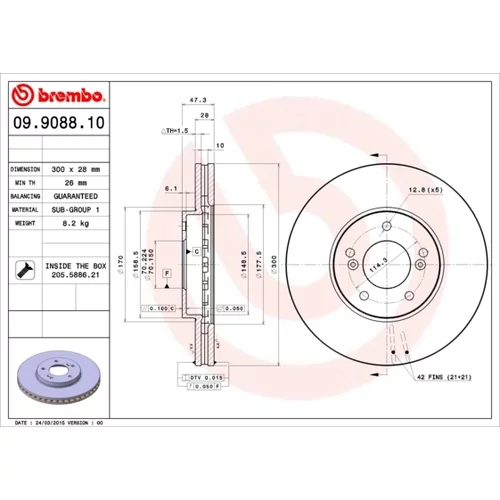 Brzdový kotúč BREMBO 09.9088.10