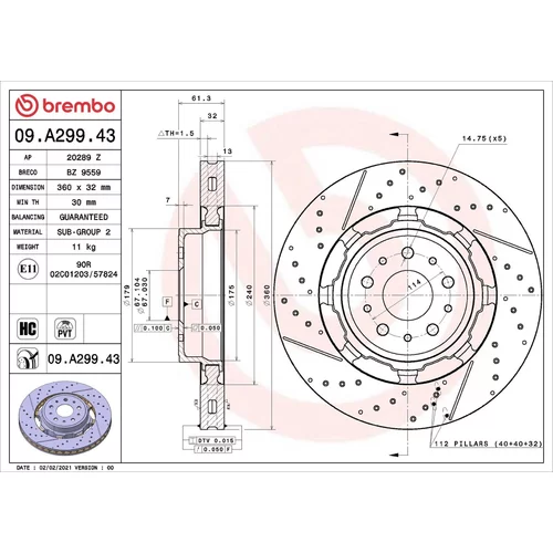 Brzdový kotúč BREMBO 09.A299.43