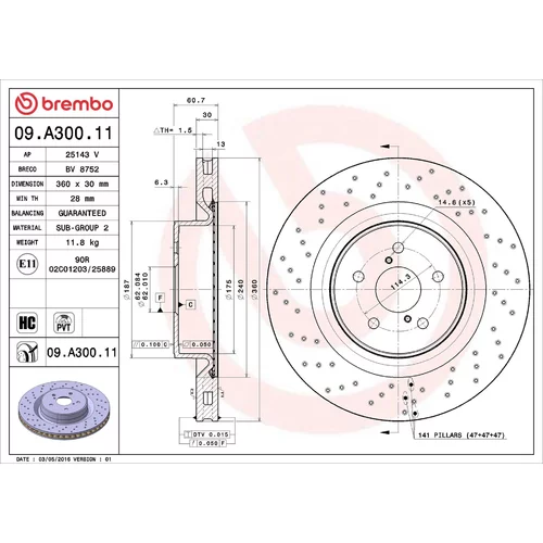 Brzdový kotúč BREMBO 09.A300.11