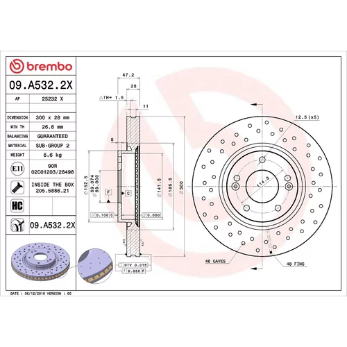 Brzdový kotúč BREMBO 09.A532.2X