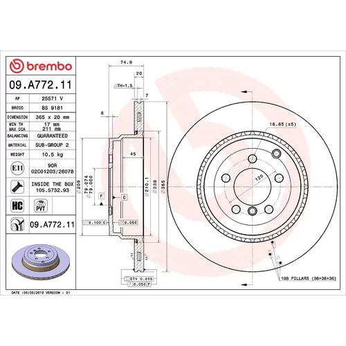 Brzdový kotúč BREMBO 09.A772.11