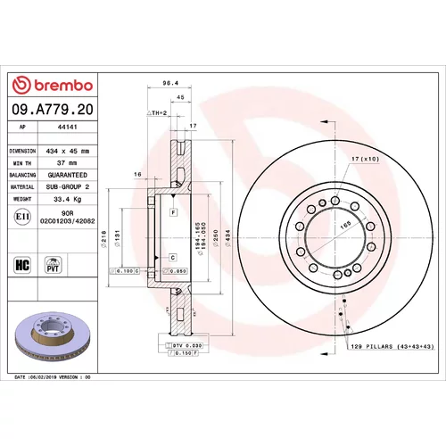 Brzdový kotúč BREMBO 09.A779.20