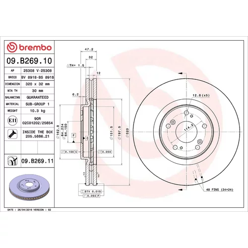 Brzdový kotúč BREMBO 09.B269.10