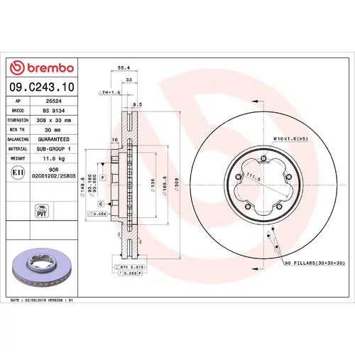 Brzdový kotúč BREMBO 09.C243.10