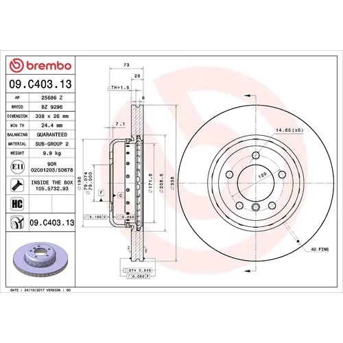 Brzdový kotúč BREMBO 09.C403.13