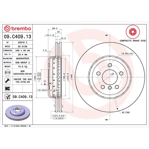 Brzdový kotúč BREMBO 09.C409.13