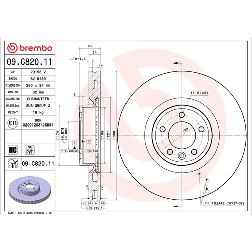 Brzdový kotúč BREMBO 09.C820.11