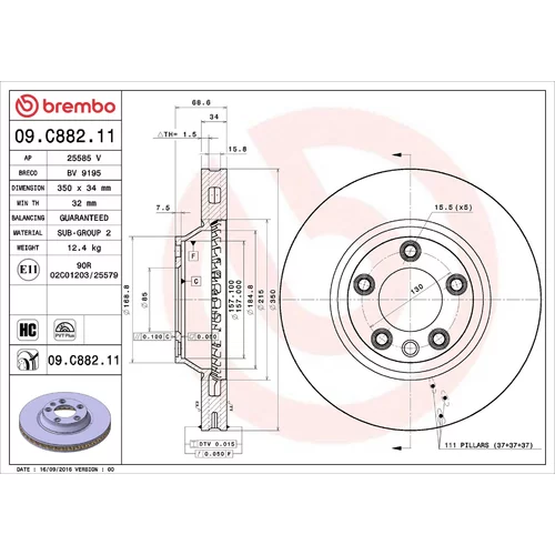 Brzdový kotúč BREMBO 09.C882.11