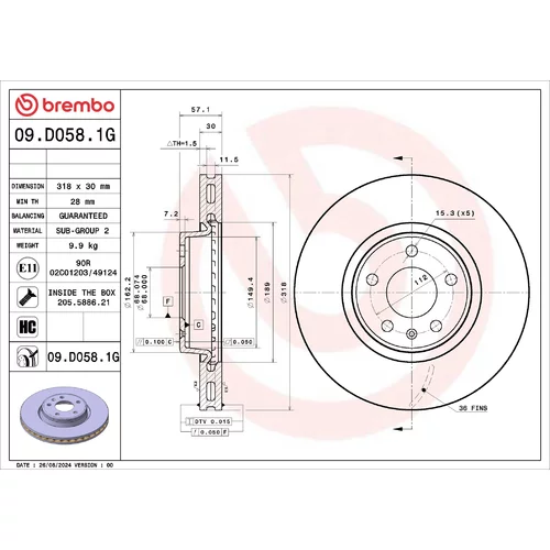 Brzdový kotúč BREMBO 09.D058.1G