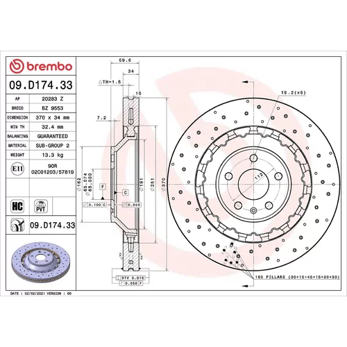 Brzdový kotúč BREMBO 09.D174.33