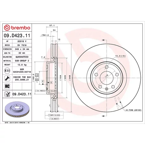 Brzdový kotúč BREMBO 09.D423.11