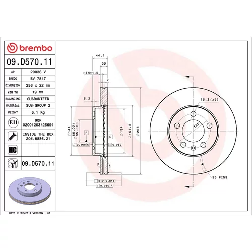 Brzdový kotúč BREMBO 09.D570.11