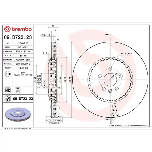 Brzdový kotúč BREMBO 09.D723.23