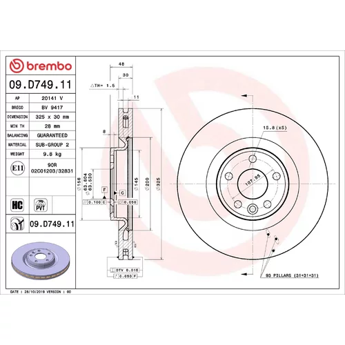 Brzdový kotúč BREMBO 09.D749.11