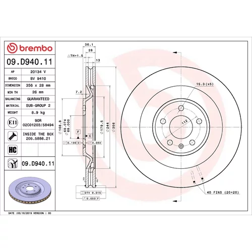 Brzdový kotúč BREMBO 09.D940.11