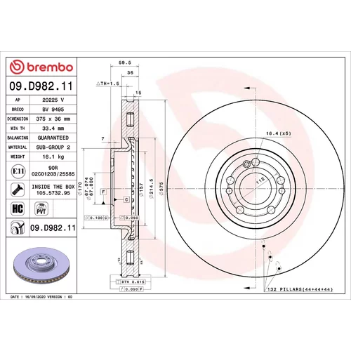 Brzdový kotúč BREMBO 09.D982.11