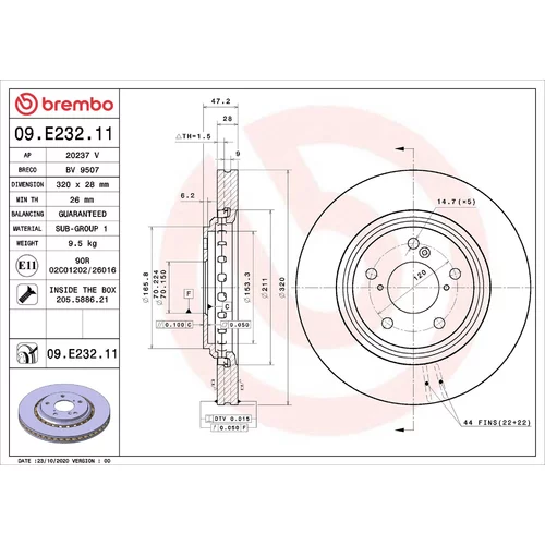 Brzdový kotúč BREMBO 09.E232.11