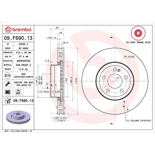 Brzdový kotúč BREMBO 09.F690.13