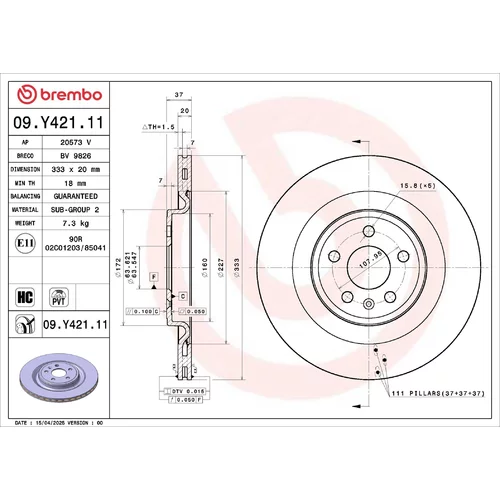 Brzdový kotúč BREMBO 09.Y421.11