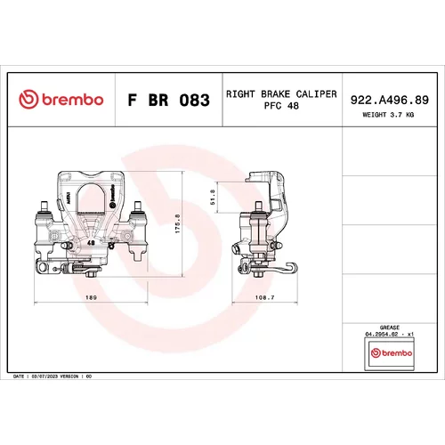Brzdový strmeň F BR 083 /BREMBO/ - obr. 1