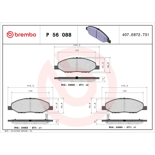 Sada brzdových platničiek kotúčovej brzdy BREMBO P 56 088