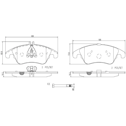 Sada brzdových platničiek kotúčovej brzdy BREMBO P50069NX