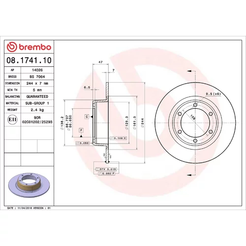 Brzdový kotúč BREMBO 08.1741.10
