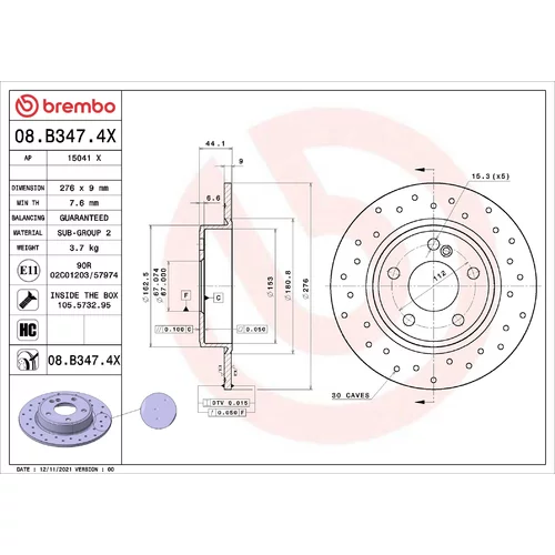 Brzdový kotúč BREMBO 08.B347.4X