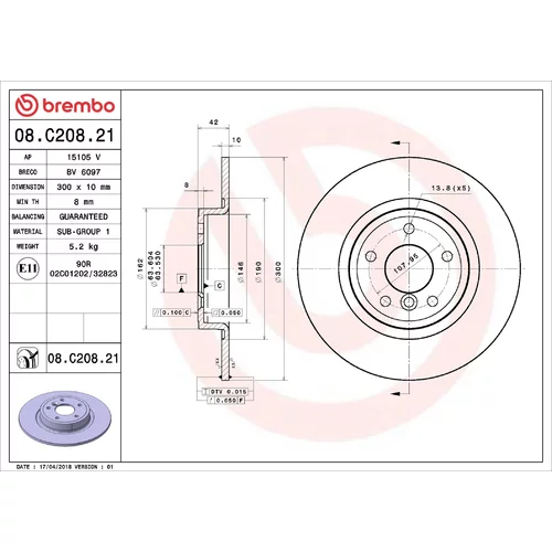 Brzdový kotúč BREMBO 08.C208.21