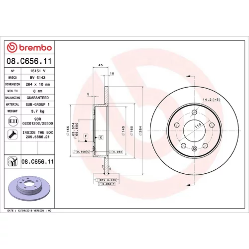 Brzdový kotúč BREMBO 08.C656.11