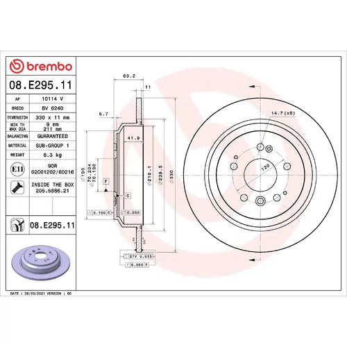 Brzdový kotúč BREMBO 08.E295.11
