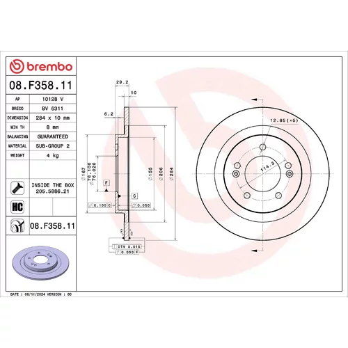 Brzdový kotúč BREMBO 08.F358.11