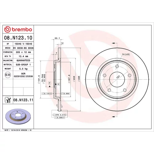 Brzdový kotúč BREMBO 08.N123.11