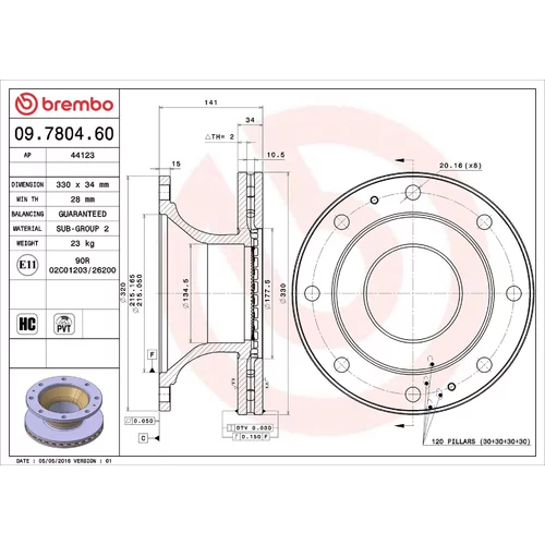 Brzdový kotúč BREMBO 09.7804.60
